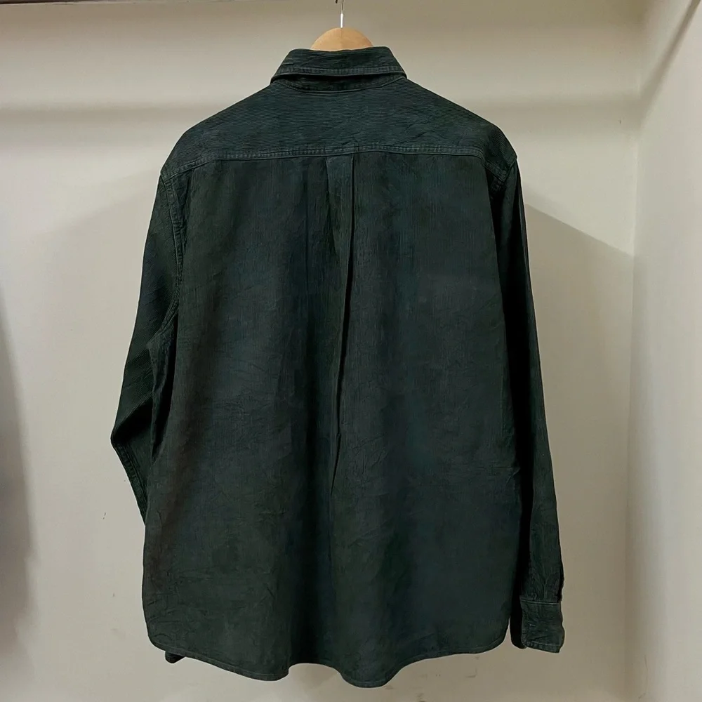 LAND’S END AUTHENTIC DARK GREEN CORDUROY CASUAL SHIRT FOR MEN’S & WOMEN’S - Picture 4 of 7